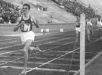 Winning the 800m. at a Spain-Portugal meet in Lisbon in 1956